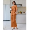 image:imageEkouaer Lounge Sets for Women Short Sleeve Pullover Tops and Long Pants Soft Pajamas Set 2 Piece Outfits SXXLCamel