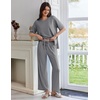image:imageEkouaer Lounge Sets for Women Short Sleeve Pullover Tops and Long Pants Soft Pajamas Set 2 Piece Outfits SXXLDark Grey