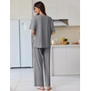 image:imageEkouaer Lounge Sets for Women Short Sleeve Pullover Tops and Long Pants Soft Pajamas Set 2 Piece Outfits SXXLDark Grey