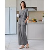image:imageEkouaer Lounge Sets for Women Short Sleeve Pullover Tops and Long Pants Soft Pajamas Set 2 Piece Outfits SXXLDark Grey