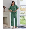 image:imageEkouaer Lounge Sets for Women Short Sleeve Pullover Tops and Long Pants Soft Pajamas Set 2 Piece Outfits SXXLGreen