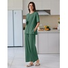 image:imageEkouaer Lounge Sets for Women Short Sleeve Pullover Tops and Long Pants Soft Pajamas Set 2 Piece Outfits SXXLGreen