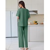 image:imageEkouaer Lounge Sets for Women Short Sleeve Pullover Tops and Long Pants Soft Pajamas Set 2 Piece Outfits SXXLGreen