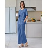 image:imageEkouaer Lounge Sets for Women Short Sleeve Pullover Tops and Long Pants Soft Pajamas Set 2 Piece Outfits SXXLNavy Blue