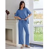 image:imageEkouaer Lounge Sets for Women Short Sleeve Pullover Tops and Long Pants Soft Pajamas Set 2 Piece Outfits SXXLNavy Blue