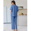 image:imageEkouaer Lounge Sets for Women Short Sleeve Pullover Tops and Long Pants Soft Pajamas Set 2 Piece Outfits SXXLNavy Blue