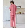 image:imageEkouaer Lounge Sets for Women Short Sleeve Pullover Tops and Long Pants Soft Pajamas Set 2 Piece Outfits SXXLOld Rose
