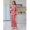 image:imageEkouaer Lounge Sets for Women Short Sleeve Pullover Tops and Long Pants Soft Pajamas Set 2 Piece Outfits SXXLOld Rose