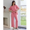 image:imageEkouaer Lounge Sets for Women Short Sleeve Pullover Tops and Long Pants Soft Pajamas Set 2 Piece Outfits SXXLOld Rose