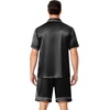 image:imageEkouaer Mens Pajamas Set Silk Satin Sleepwear Short Sleeve Button Down Pjs Set 2 Piece Loungewear with Pockets SXXLBlack
