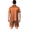 image:imageEkouaer Mens Pajamas Set Silk Satin Sleepwear Short Sleeve Button Down Pjs Set 2 Piece Loungewear with Pockets SXXLBrown
