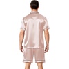 image:imageEkouaer Mens Pajamas Set Silk Satin Sleepwear Short Sleeve Button Down Pjs Set 2 Piece Loungewear with Pockets SXXLChampagne