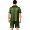 image:imageEkouaer Mens Pajamas Set Silk Satin Sleepwear Short Sleeve Button Down Pjs Set 2 Piece Loungewear with Pockets SXXLDark Army Green