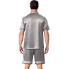 image:imageEkouaer Mens Pajamas Set Silk Satin Sleepwear Short Sleeve Button Down Pjs Set 2 Piece Loungewear with Pockets SXXLDark Grey