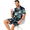 image:imageEkouaer Mens Pajamas Set Silk Satin Sleepwear Short Sleeve Button Down Pjs Set 2 Piece Loungewear with Pockets SXXLFlamingo Green