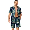 image:imageEkouaer Mens Pajamas Set Silk Satin Sleepwear Short Sleeve Button Down Pjs Set 2 Piece Loungewear with Pockets SXXLFlamingo Green