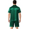 image:imageEkouaer Mens Pajamas Set Silk Satin Sleepwear Short Sleeve Button Down Pjs Set 2 Piece Loungewear with Pockets SXXLGreen