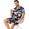 image:imageEkouaer Mens Pajamas Set Silk Satin Sleepwear Short Sleeve Button Down Pjs Set 2 Piece Loungewear with Pockets SXXLHawaiian Flowers