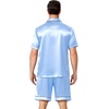 image:imageEkouaer Mens Pajamas Set Silk Satin Sleepwear Short Sleeve Button Down Pjs Set 2 Piece Loungewear with Pockets SXXLLight Blue