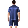 image:imageEkouaer Mens Pajamas Set Silk Satin Sleepwear Short Sleeve Button Down Pjs Set 2 Piece Loungewear with Pockets SXXLNavy