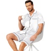 image:imageEkouaer Mens Pajamas Set Silk Satin Sleepwear Short Sleeve Button Down Pjs Set 2 Piece Loungewear with Pockets SXXLWhite