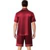image:imageEkouaer Mens Pajamas Set Silk Satin Sleepwear Short Sleeve Button Down Pjs Set 2 Piece Loungewear with Pockets SXXLWine