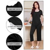image:imageEkouaer Pajama Set for Women Short Sleeve Top With Capri Pants Pjs 2 Piece Square Neck Loungewear Soft Sleepwear with PocketsBlack