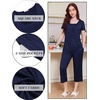 image:imageEkouaer Pajama Set for Women Short Sleeve Top With Capri Pants Pjs 2 Piece Square Neck Loungewear Soft Sleepwear with PocketsNavy Blue