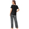 image:imageEkouaer Pajama Sets for Women 2 Pack Short Sleeve with Long Pant Pjs Sleepwear Comfy Lounge Sets with PocketsBlack PlaidRose Pliad