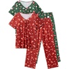 image:imageEkouaer Pajama Sets for Women 2 Pack Short Sleeve with Long Pant Pjs Sleepwear Comfy Lounge Sets with PocketsRedGreen