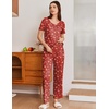image:imageEkouaer Pajama Sets for Women 2 Pack Short Sleeve with Long Pant Pjs Sleepwear Comfy Lounge Sets with PocketsRedGreen