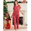 image:imageEkouaer Pajama Sets for Women 2 Pack Short Sleeve with Long Pant Pjs Sleepwear Comfy Lounge Sets with PocketsRedGreen