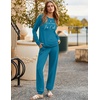 image:imageEkouaer Pajama Sets for Women 2 Piece Plaid Pjs Long Sleeve Lounge Sets Comfy Gingham Nightwear with PocketsAquamarine