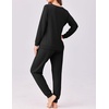 image:imageEkouaer Pajama Sets for Women 2 Piece Plaid Pjs Long Sleeve Lounge Sets Comfy Gingham Nightwear with PocketsBlack