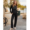image:imageEkouaer Pajama Sets for Women 2 Piece Plaid Pjs Long Sleeve Lounge Sets Comfy Gingham Nightwear with PocketsBlack