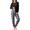 image:imageEkouaer Pajama Sets for Women 2 Piece Plaid Pjs Long Sleeve Lounge Sets Comfy Gingham Nightwear with PocketsBlack and White Plaid