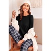 image:imageEkouaer Pajama Sets for Women 2 Piece Plaid Pjs Long Sleeve Lounge Sets Comfy Gingham Nightwear with PocketsBlack and White Plaid
