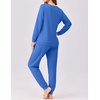 image:imageEkouaer Pajama Sets for Women 2 Piece Plaid Pjs Long Sleeve Lounge Sets Comfy Gingham Nightwear with PocketsBlue
