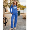 image:imageEkouaer Pajama Sets for Women 2 Piece Plaid Pjs Long Sleeve Lounge Sets Comfy Gingham Nightwear with PocketsBlue
