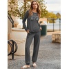 image:imageEkouaer Pajama Sets for Women 2 Piece Plaid Pjs Long Sleeve Lounge Sets Comfy Gingham Nightwear with PocketsDark Gray