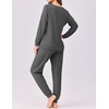 image:imageEkouaer Pajama Sets for Women 2 Piece Plaid Pjs Long Sleeve Lounge Sets Comfy Gingham Nightwear with PocketsDark Gray