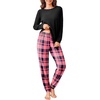 image:imageEkouaer Pajama Sets for Women 2 Piece Plaid Pjs Long Sleeve Lounge Sets Comfy Gingham Nightwear with PocketsDark Pink Plaid