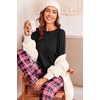 image:imageEkouaer Pajama Sets for Women 2 Piece Plaid Pjs Long Sleeve Lounge Sets Comfy Gingham Nightwear with PocketsDark Pink Plaid