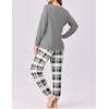 image:imageEkouaer Pajama Sets for Women 2 Piece Plaid Pjs Long Sleeve Lounge Sets Comfy Gingham Nightwear with PocketsGray Plaid