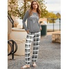 image:imageEkouaer Pajama Sets for Women 2 Piece Plaid Pjs Long Sleeve Lounge Sets Comfy Gingham Nightwear with PocketsGray Plaid