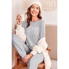 image:imageEkouaer Pajama Sets for Women 2 Piece Plaid Pjs Long Sleeve Lounge Sets Comfy Gingham Nightwear with PocketsGray Striped