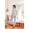 image:imageEkouaer Pajama Sets for Women 2 Piece Plaid Pjs Long Sleeve Lounge Sets Comfy Gingham Nightwear with PocketsGray Striped