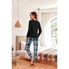 image:imageEkouaer Pajama Sets for Women 2 Piece Plaid Pjs Long Sleeve Lounge Sets Comfy Gingham Nightwear with PocketsGreen Plaid