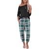 image:imageEkouaer Pajama Sets for Women 2 Piece Plaid Pjs Long Sleeve Lounge Sets Comfy Gingham Nightwear with PocketsGreen Plaid