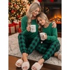 image:imageEkouaer Pajama Sets for Women 2 Piece Plaid Pjs Long Sleeve Lounge Sets Comfy Gingham Nightwear with PocketsGreen and Black Plaid